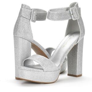 Silver Glitter Platform Pump- 8